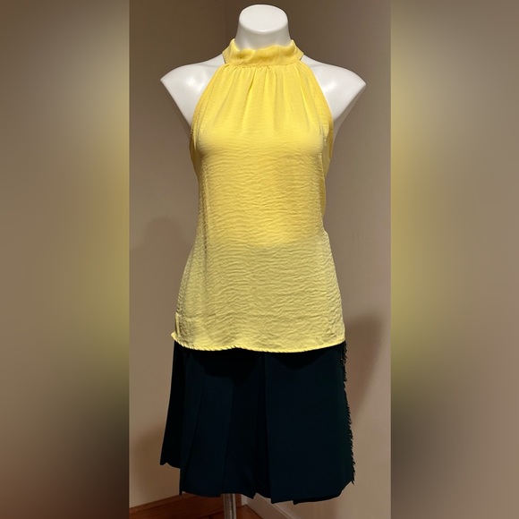 Tamara H NWT Yellow Halter top Mock Neckline With Tie In The Back SZ L - Picture 2 of 8